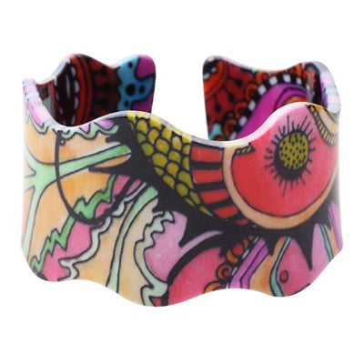 Unique Pattern Wide Love Acrylic Bangle