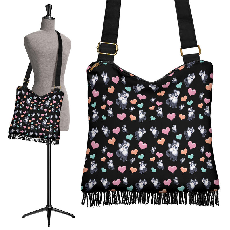 Husky Dog Hearts Crossbody Boho Handbag - The TC Shop