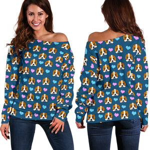 Dog Hearts Off Shoulder Sweater - The TC Shop