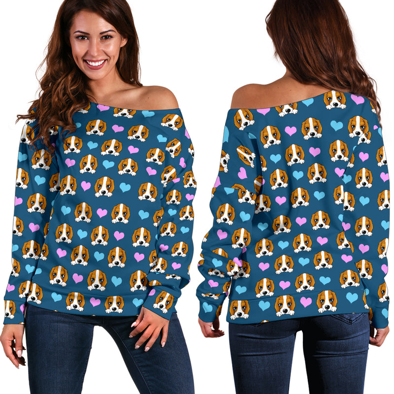 Dog Hearts Off Shoulder Sweater - The TC Shop
