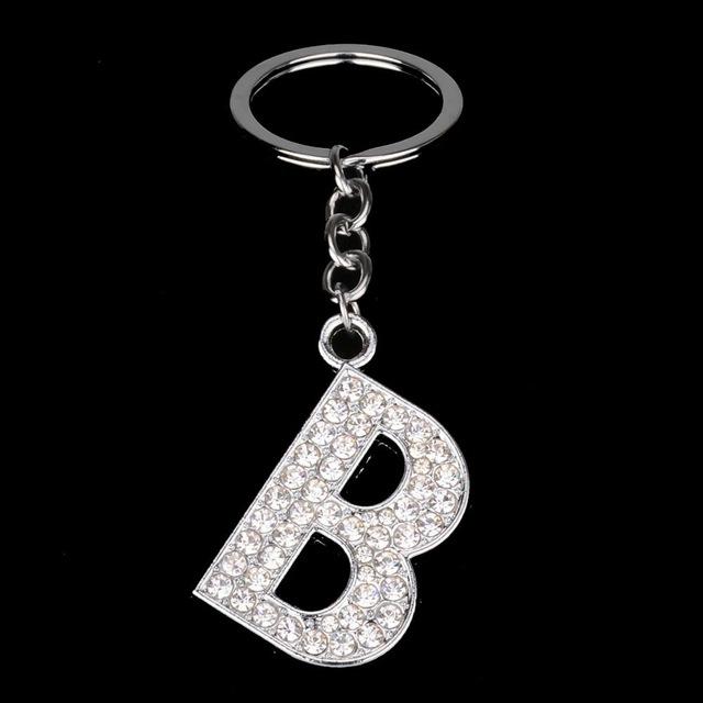 Name Latter Silver Rhinestone Keychain - The TC Shop