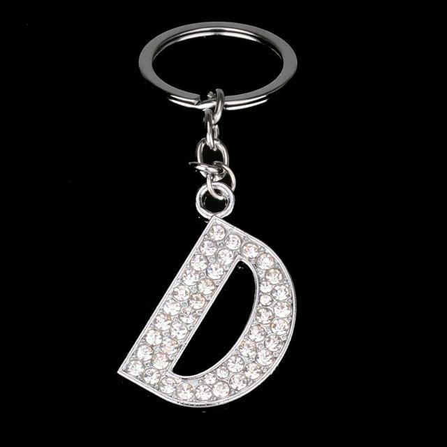 Name Latter Silver Rhinestone Keychain - The TC Shop