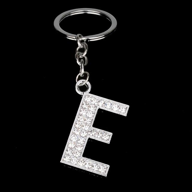 Name Latter Silver Rhinestone Keychain - The TC Shop