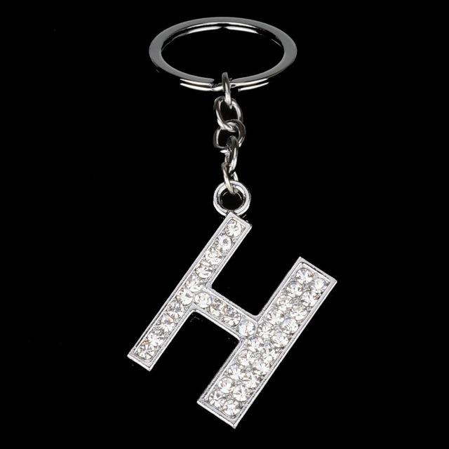 Name Latter Silver Rhinestone Keychain - The TC Shop