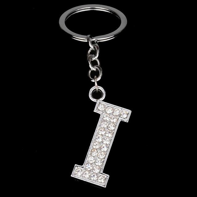 Name Latter Silver Rhinestone Keychain - The TC Shop