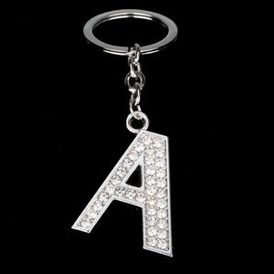 Name Latter Silver Rhinestone Keychain - The TC Shop