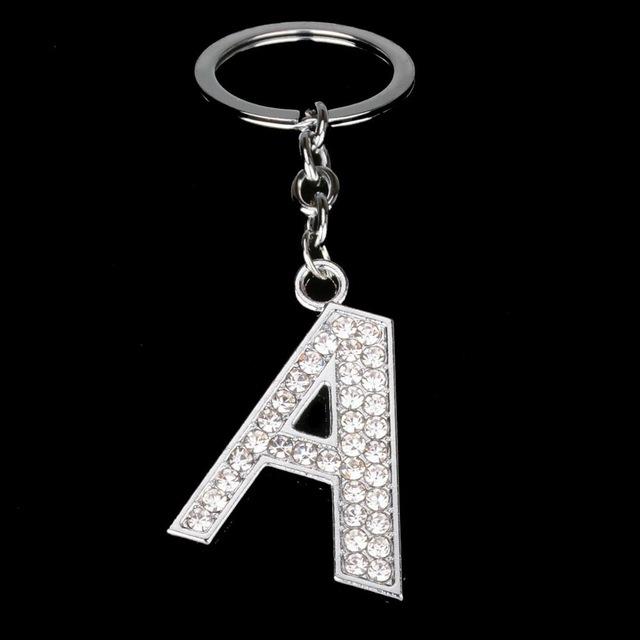 Name Latter Silver Rhinestone Keychain - The TC Shop
