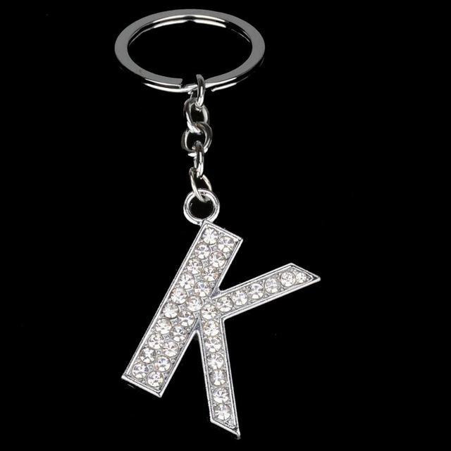 Name Latter Silver Rhinestone Keychain - The TC Shop
