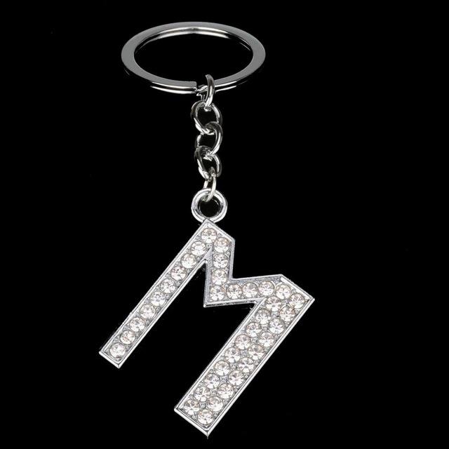 Name Latter Silver Rhinestone Keychain - The TC Shop