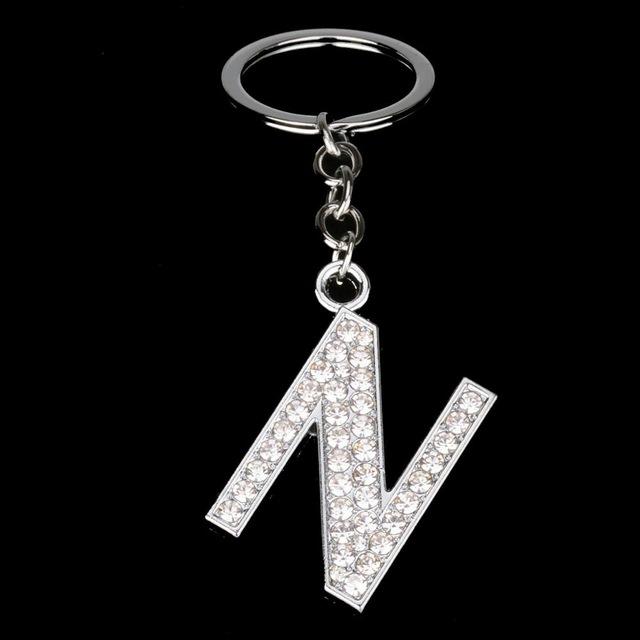 Name Latter Silver Rhinestone Keychain - The TC Shop