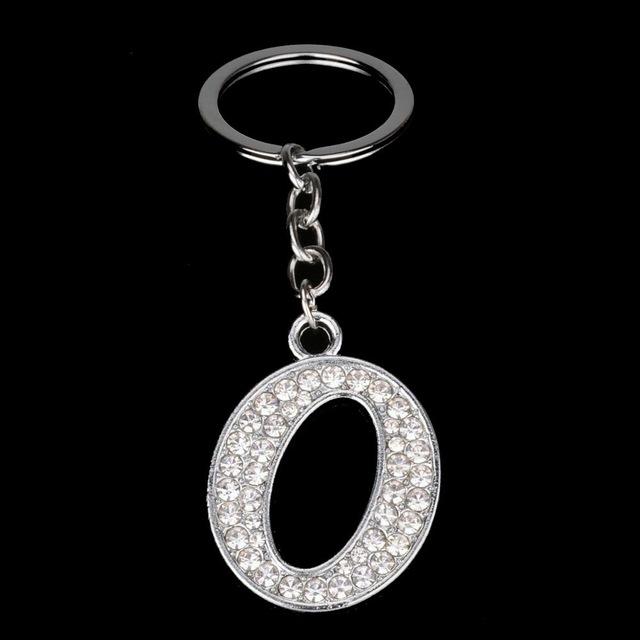 Name Latter Silver Rhinestone Keychain - The TC Shop