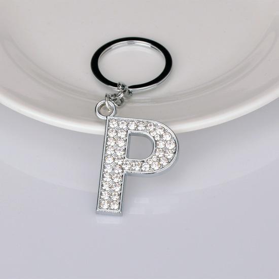 Name Latter Silver Rhinestone Keychain - The TC Shop