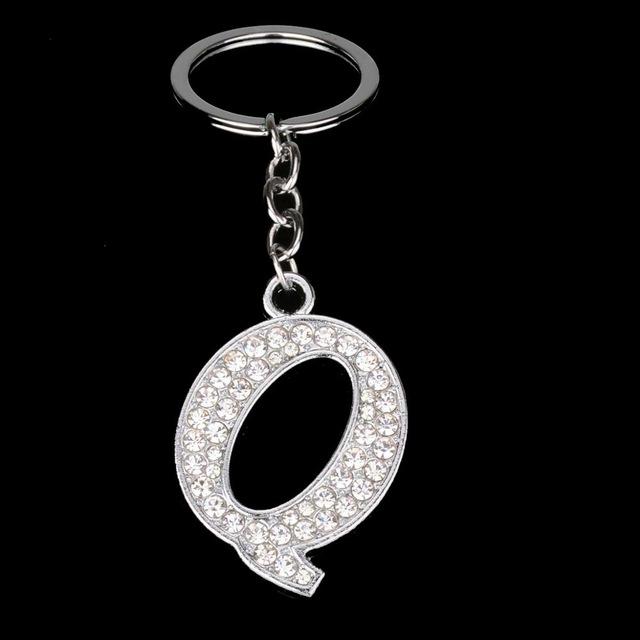Name Latter Silver Rhinestone Keychain - The TC Shop