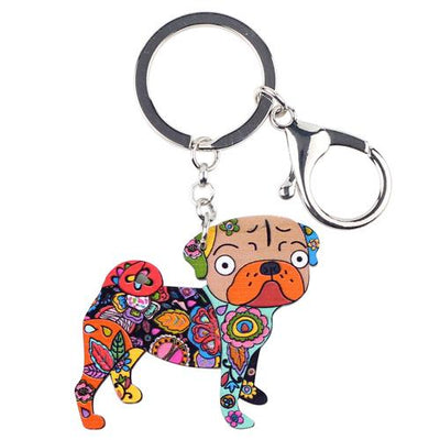 Pug Dog #2 Enamel Keychain