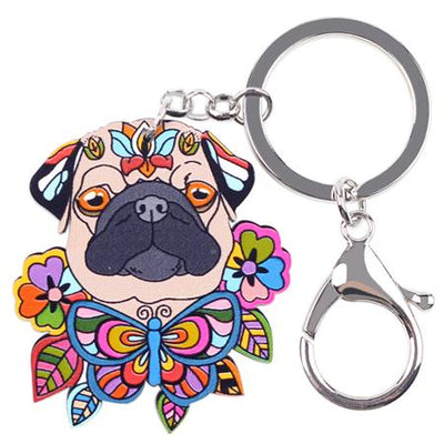 Pug Dog Enamel Keychain